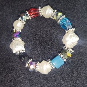 (New) Purple, Red, Blue & Cream Beaded Fashion Bracelet